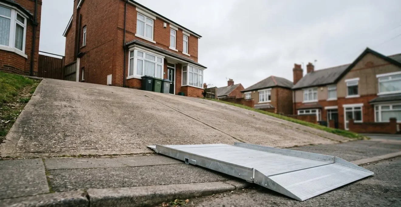 Comparing concrete and modular wheelchair ramp solutions on a steep residential driveway