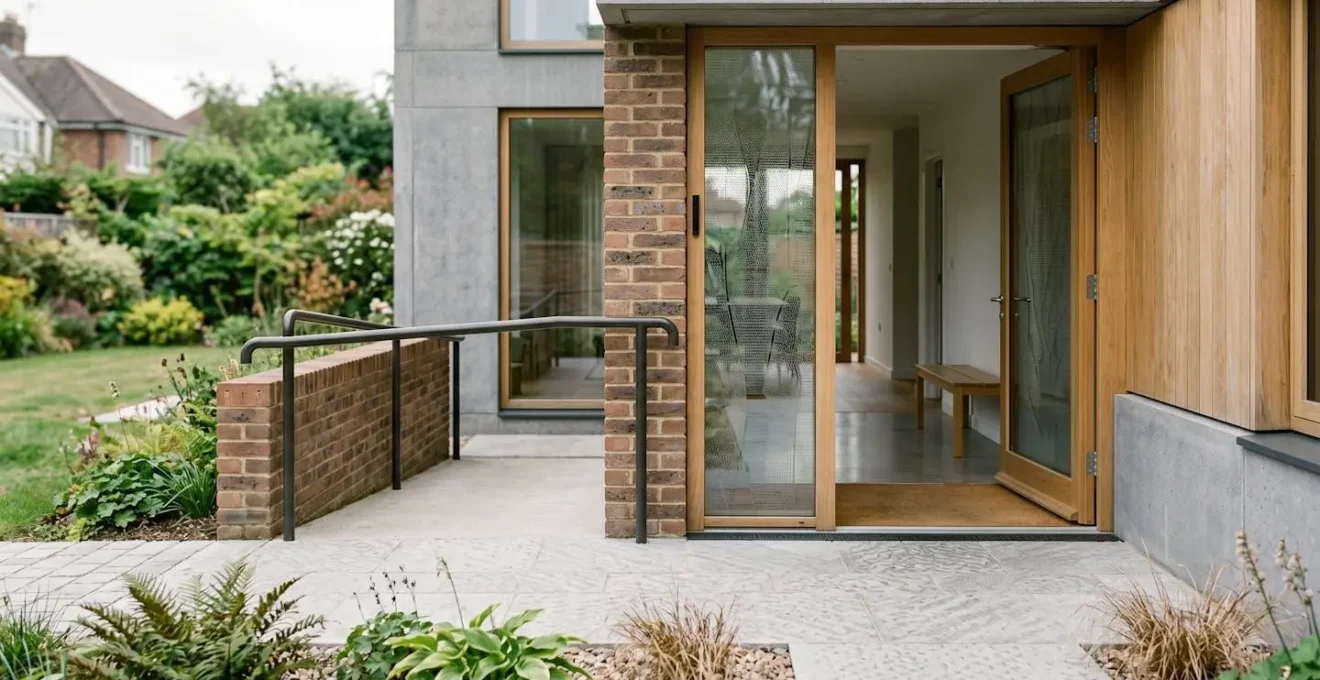 Accessible home entrance showing accessible design features without visible text or signage